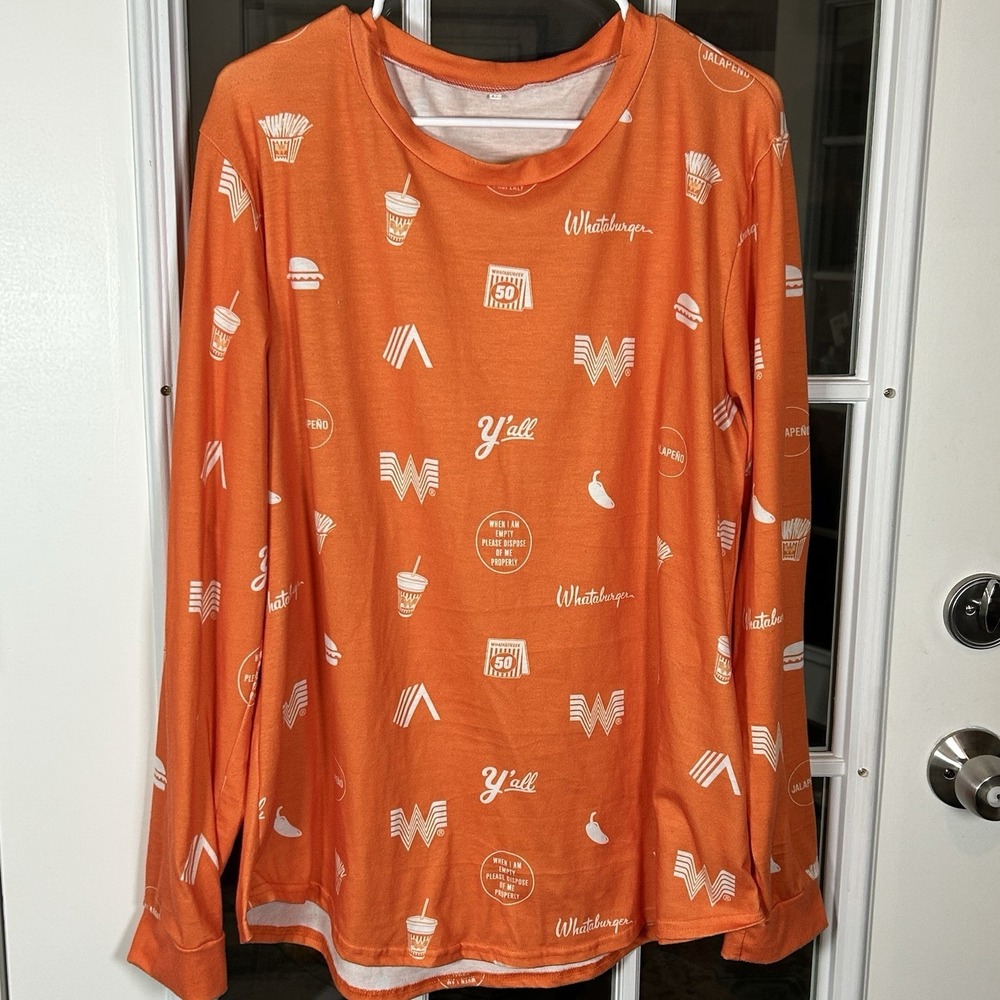 Whataburger All Over Print Pajama Lounge Top Size‎ Large Orange